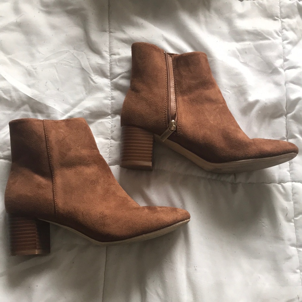 Brown heeled booties